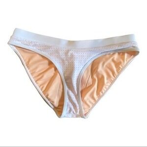 Valentina Fabletics Bikini Swim Bottom S White Perforated Nude Lining UPF‎ New